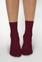Katrin 40 Denier Opaque Ankle Socks in Bordeaux Burgundy Red Maroon