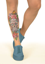 Sugar Skull Tattoo Printed Sheer Tights/Pantyhose