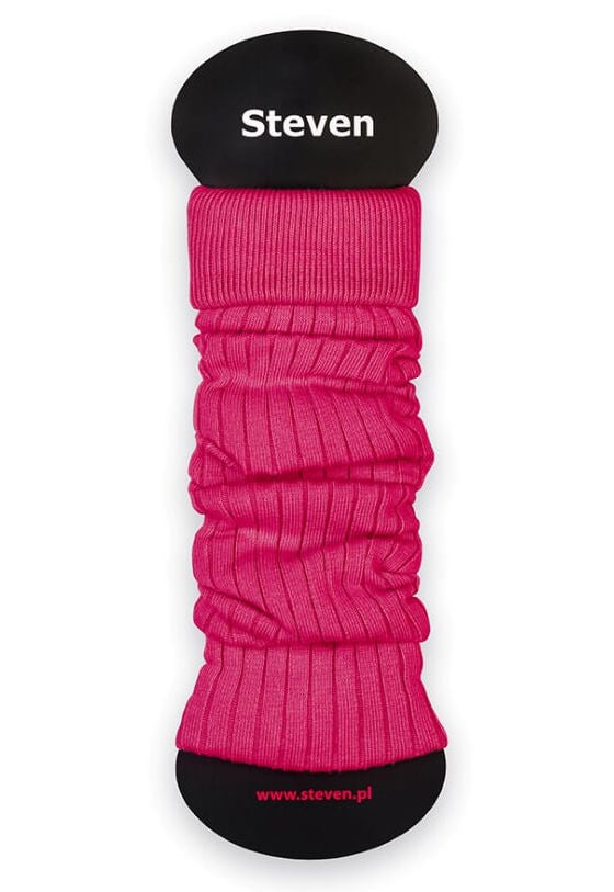 Ribbed Cotton Coloured Leg Warmers by Steven in candy pink