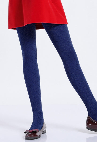 Blue and brown diamond tights, Simons, Shop Women's Tights Online