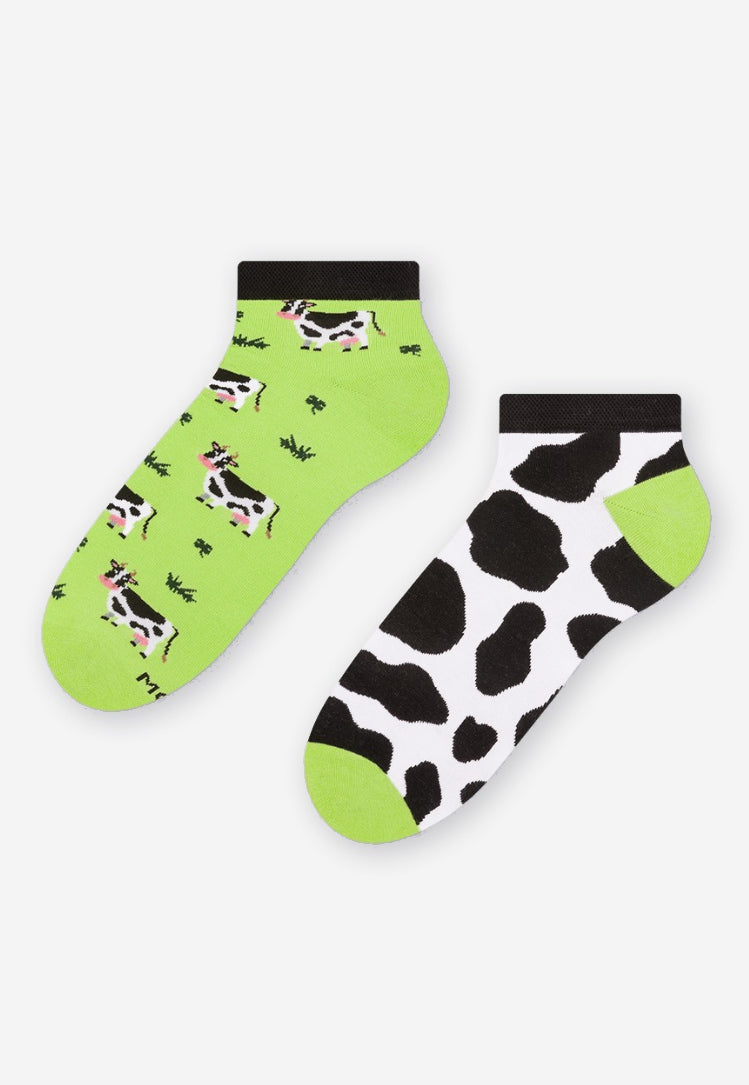 Cows Odd Patterned Low Cut Socks in Lime Green by More