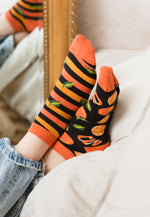 Juicy Oranges Odd Patterned Low Cut Socks in Black, Orange by More