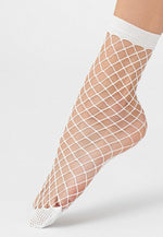 Rete Grandi Wide Fishnet Ankle Socks by Veneziana in white