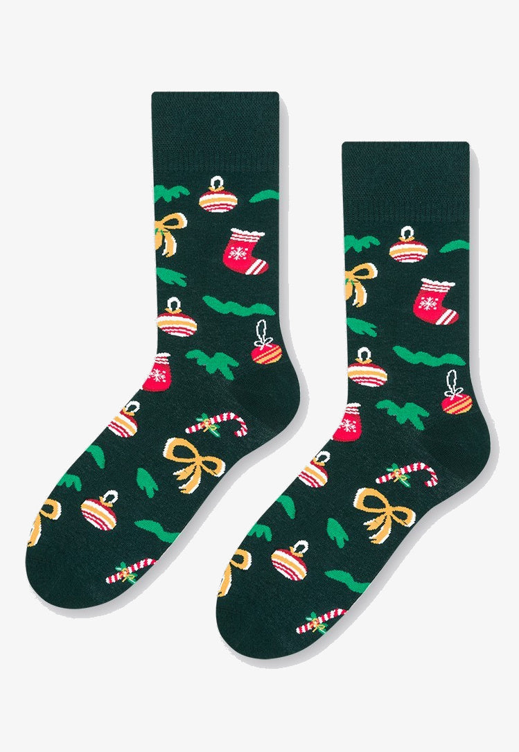 Christmas Trees Patterned Socks in Dark Green by More