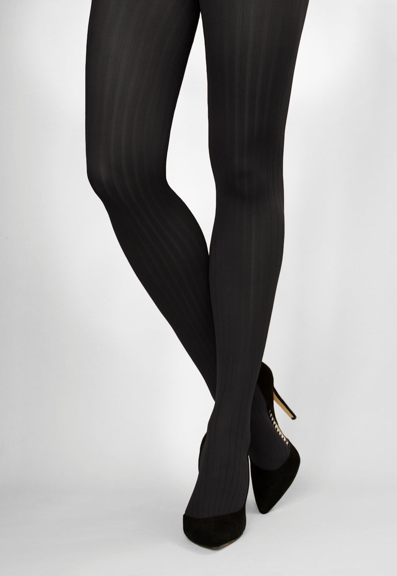 Costina II Wide Ribbed Cable Tights by Veneziana in black