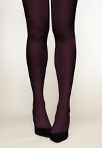 Cover 100 Den 3D Coloured Opaque Tights in Vino burgundy maroon red