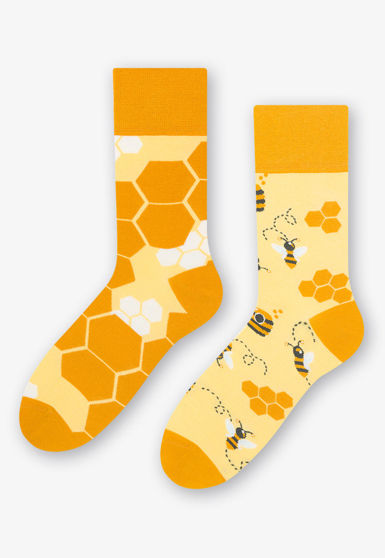 Bee Honeycomb Odd Patterned Socks in Yellow by More