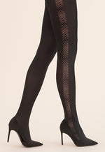 Bliss Faded Side Stripe Patterned Opaque Tights by Gabriella in black
