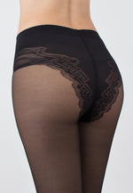 Body Modelling 40 Den Lace Brief Sheer Tights by Giulia in black