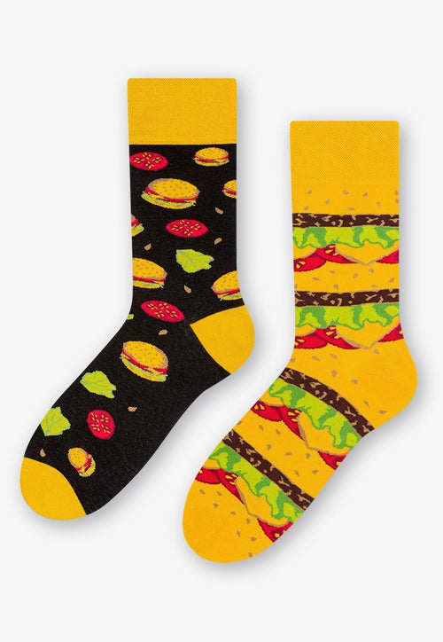 Burgers Odd Patterned Socks in Black & Yellow by More