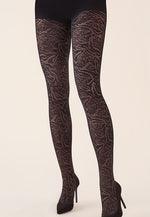 Cameo Abstract Patterned Lace Tights by Gabriella in black