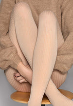 Cashmere D09 Twin Ribbed Opaque Tights by Marilyn in cream beige