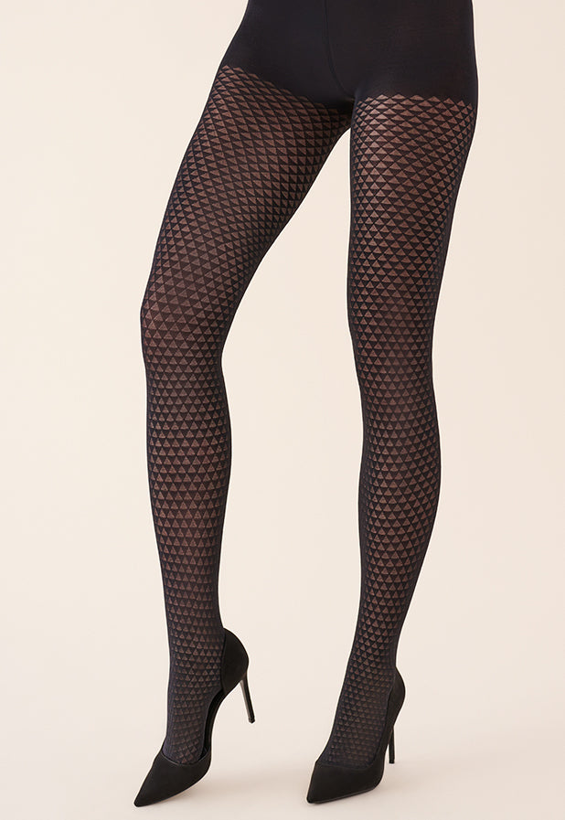 Cindy Triangle Scales Patterned Lace Tights by Gabriella in black