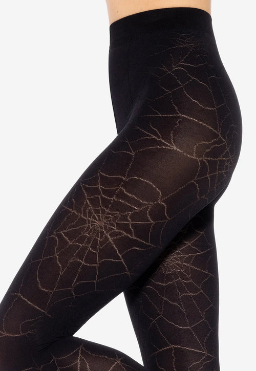 Crazy Trick 02 Spider Web Patterned Tights by Gatta in black
