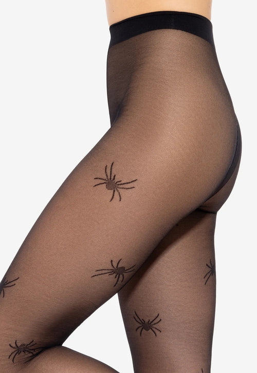 Crazy Trick 03 Spiders Patterned Sheer Tights by Gatta in black
