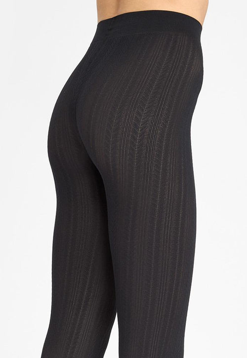 Diana D08 Cable Knit Patterned Opaque Tights by Marilyn in black