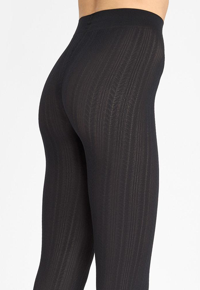 Diana D08 Cable Knit Patterned Opaque Tights by Marilyn in black