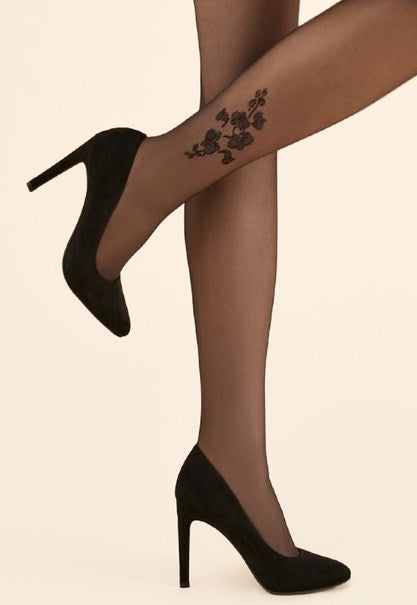 Flavia Flower Ankle Tattoo Black Sheer Tights at Ireland's Online Shop –  DressMyLegs