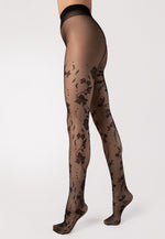 Flores Flowers Patterned Sheer Tights by Fiore black