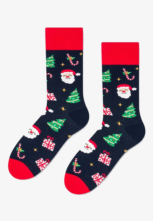 Christmas Gifts Patterned Socks in Navy blue and red by More