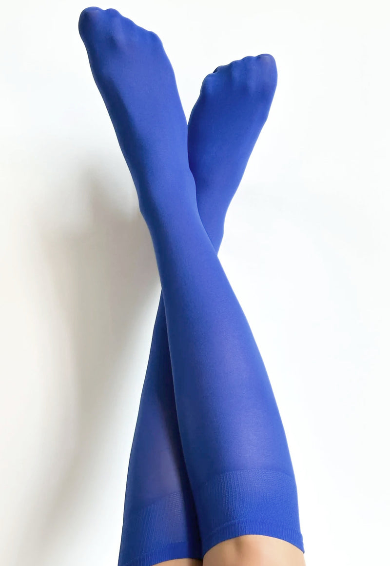 Katrin 40 Den Opaque Knee-High Socks by Veneziana in cobalt blue