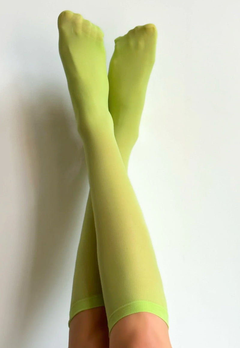 Katrin 40 Den Opaque Knee-High Socks by Veneziana in kiwi neon green
