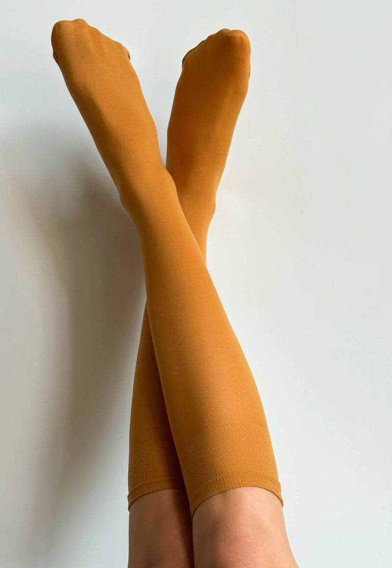 Katrin 40 Den Opaque Knee-High Socks by Veneziana in matone dark amber yellow