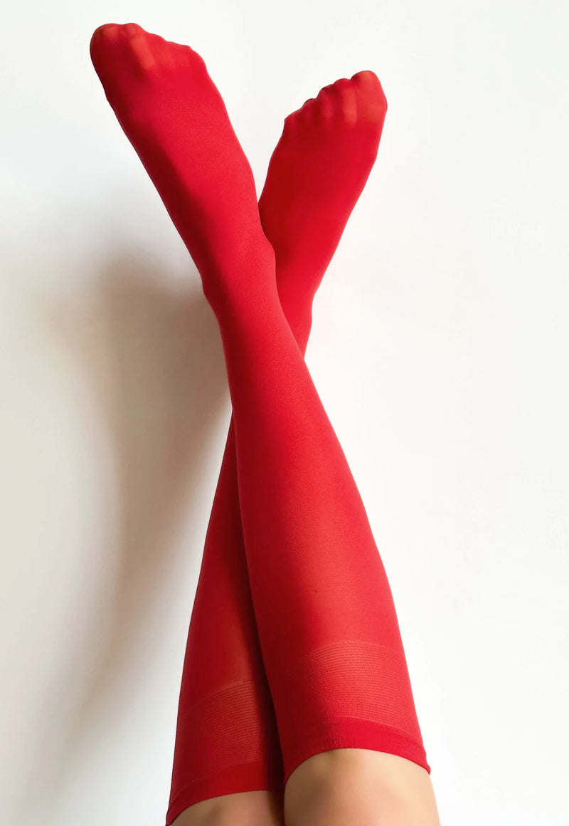 Katrin 40 Den Opaque Knee-High Socks by Veneziana in red