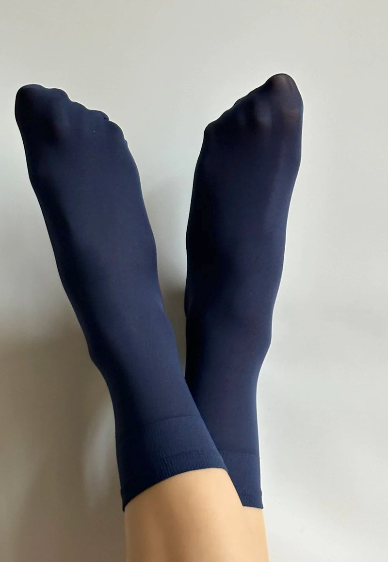 Katrin 40 Den Opaque Ankle Socks by Veneziana in blue