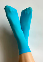 Katrin 40 Den Opaque Ankle Socks by Veneziana in turquoise blue