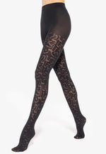 Lorien 26 Maze Patterned Opaque Tights by Gatta in black