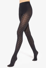 Lorien 28 Diamond Patterned Opaque Tights by Gatta in black