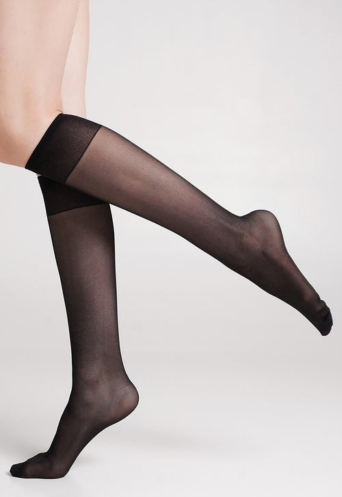 Marea 20 Den Comfort Top Sheer Knee-Highs by Giulia (2 Pairs) in black