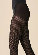 Nadia Dash Patterned Opaque Tights by Gabriella in black