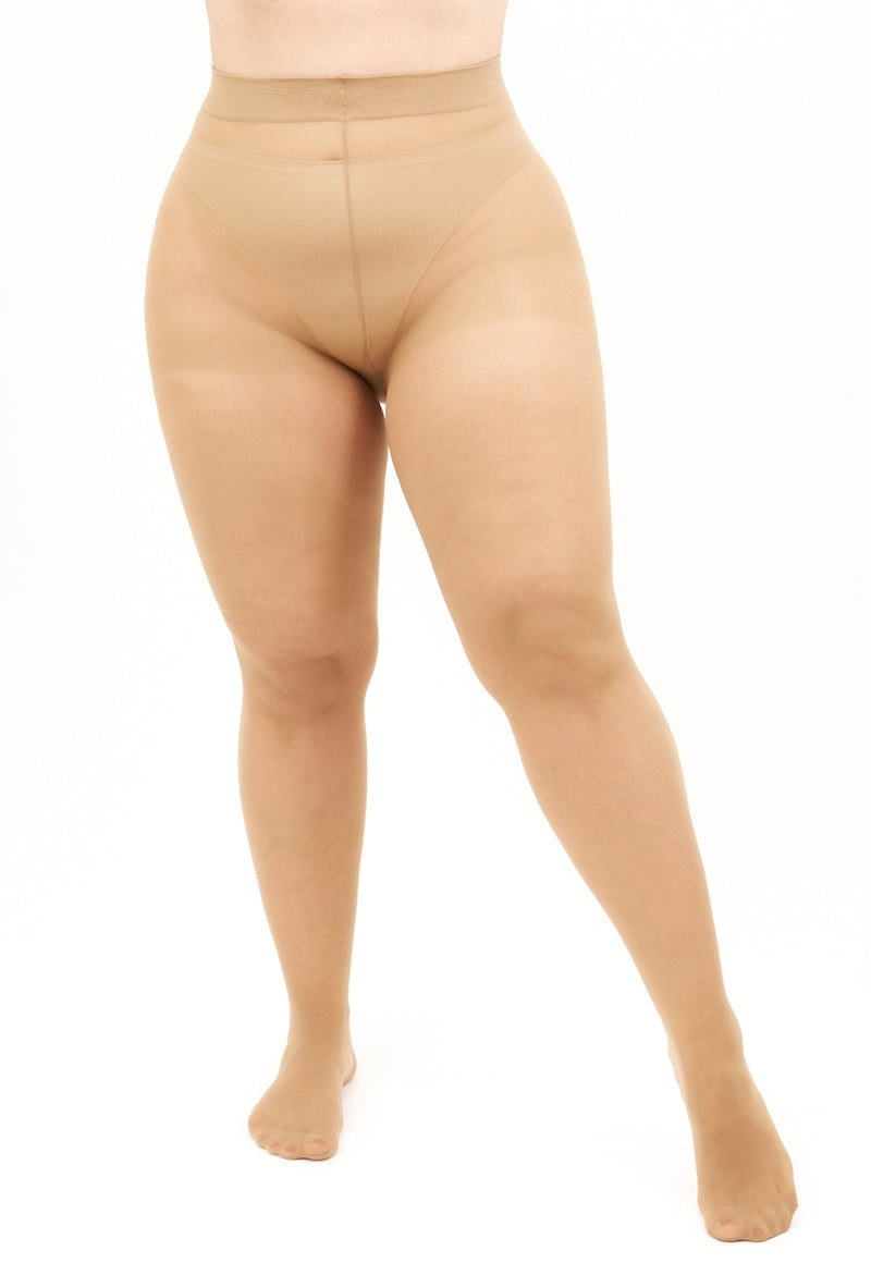 Positive Look 40 Den Plus Size Sheer Tights by Giulia in daino nude tan
