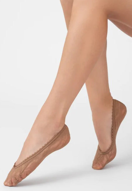 Roselina Lace Patterned Footliners by Veneziana in beige nude tan