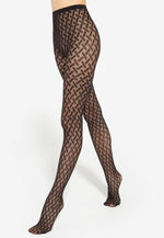 Runway 07 Basket Weave Patterned Lace Fishnet Black Tights by Gatta
