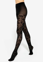 Savage 02 Animal Patterned Opaque Tights by Gatta in black