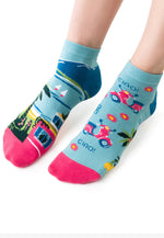 Sicily Italy Odd Patterned Low Cut Socks by More in blue