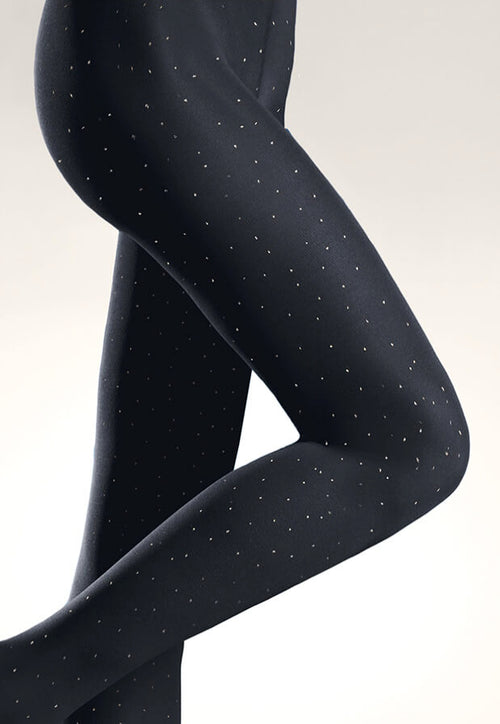 Silver Drops Sparkly Lurex Opaque Tights by Knittex in black
