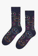 Smiley Faces Patterned Socks in marl Navy by More