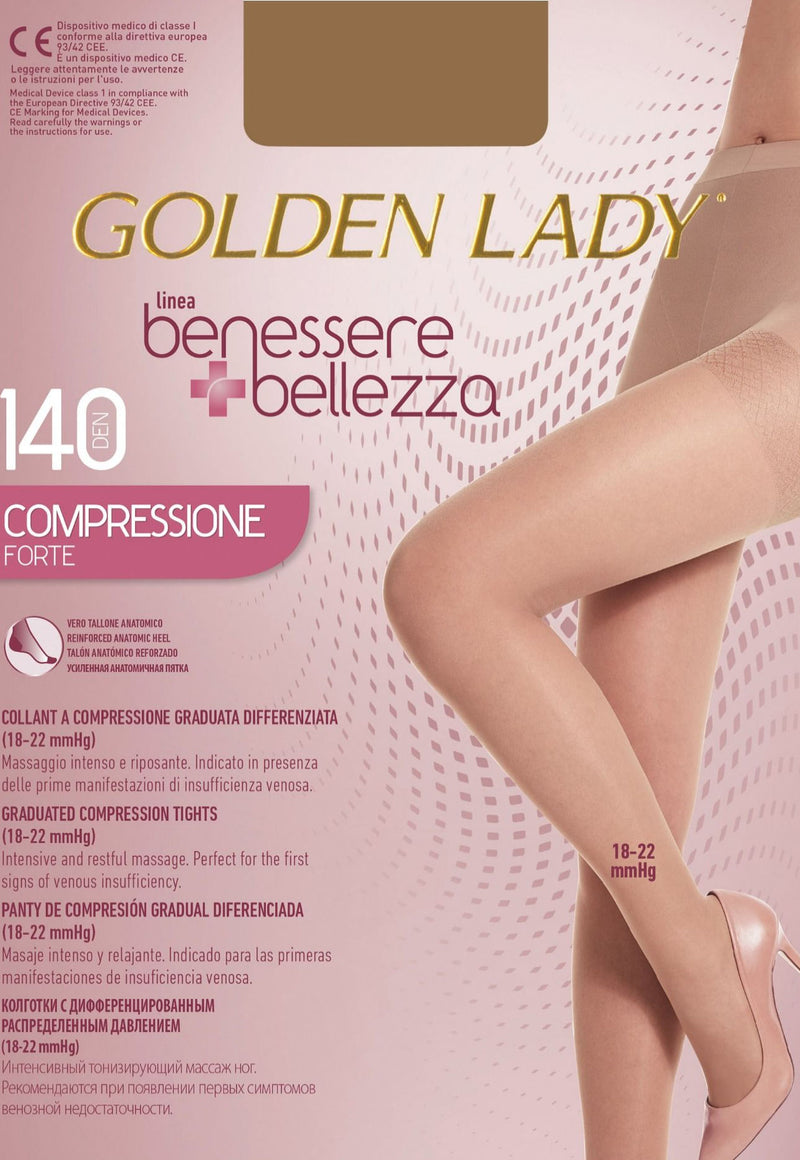 Wellness & Beauty 140 Den 18-22mmHg Compression Sheer Tights by Golden Lady