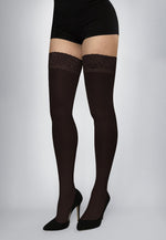 Ar Fiona Coloured Opaque Hold-Ups Thigh Highs in dark brown