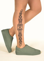 Celtic Side Design Tattoo Printed Sheer Tights/Pantyhose