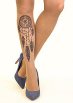 Black Dreamcatcher Tattoo Printed Sheer Tights/Pantyhose