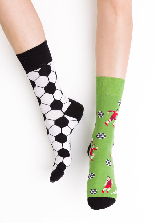 Football Soccer Odd Patterned Socks in Black & Green for men women