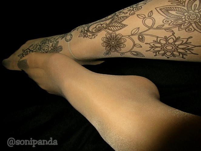 Floral Henna Tattoo Printed Sheer Tights/Pantyhose