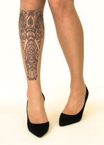 Indian Elephant Tattoo Printed Sheer Tights/Pantyhose