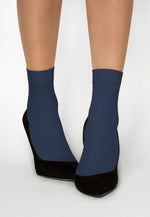 Katrin 40 Denier Opaque Ankle Socks in Blue