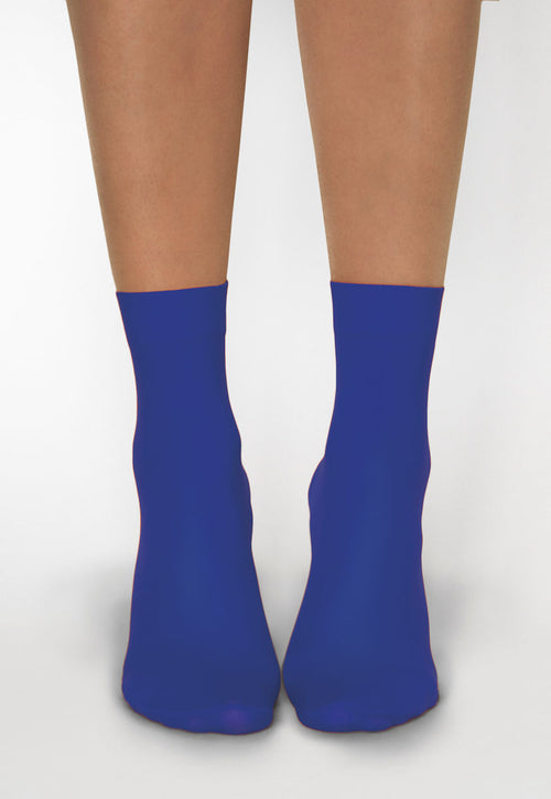 Katrin 40 Denier Opaque Ankle Socks in Cobalt Blue